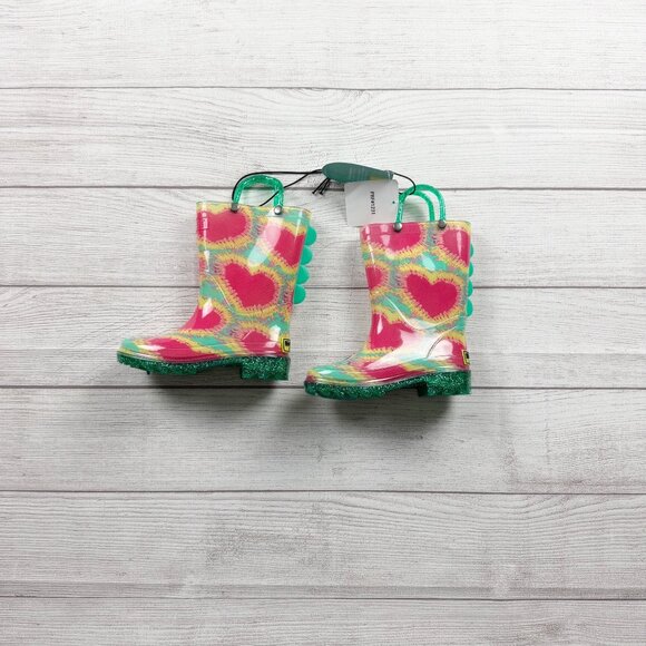 NWT Western Chief Light Up Tie Dye Heart Rainboots - Picture 2 of 7